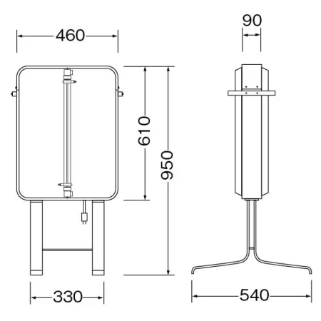 ■寸法図:152 角丸スチールスタンドLED(LLT54-21)