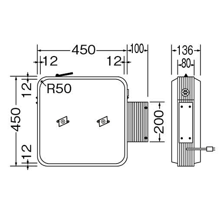 ■寸法図:1515角丸アルミ