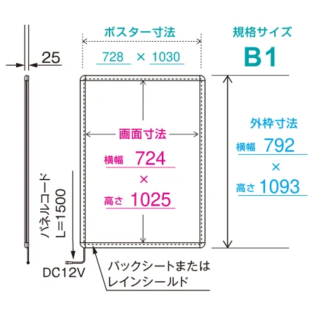 ■寸法図：B1縦型