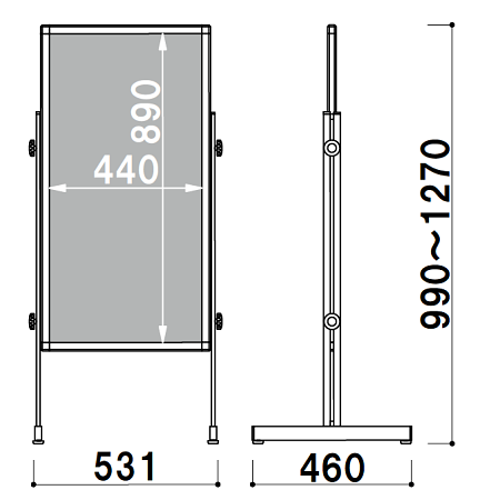 ■寸法図：幅530タイプ