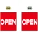 OPEN (赤　白文字　横書き) ミニフラッグ(遮光・両面印刷) (69557)