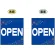 OPEN (青　白文字　横書き) ミニフラッグ(遮光・両面印刷) (69569)