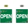 OPEN (緑　白文字　横書き) ミニフラッグ(遮光・両面印刷) (69581)