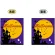 Halloween (紫バックにお城と大きな月の絵) ミニフラッグ(遮光・両面印刷) (69587)