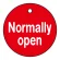 バルブ開閉札 50mm丸 両面印刷 表記:Normally open (151120)