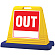 サインキューブ OUT イエロー 片面表示 (874-111A)