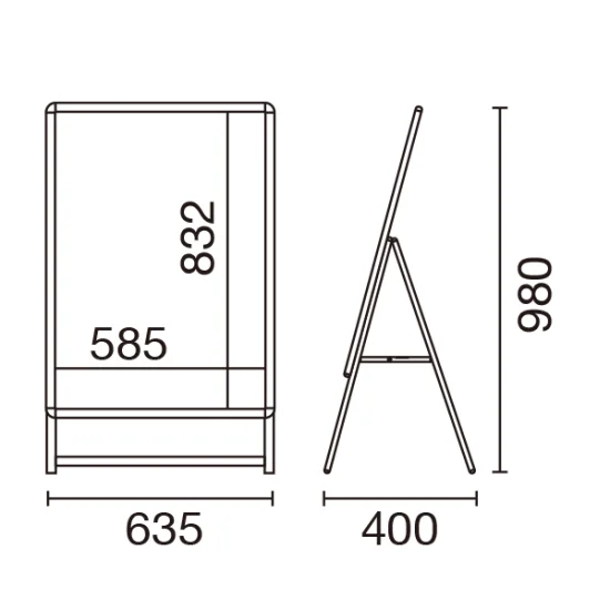 屋内用A型看板 スリムグリップA ロータイプ A1/片面 W585×H832mm (56980A1B)