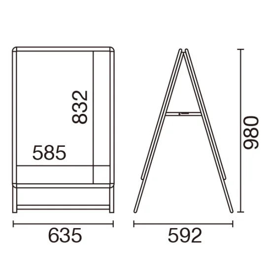 屋内用A型看板 スリムグリップA ロータイプ A1/両面 W585×H832mm (56981A1B)