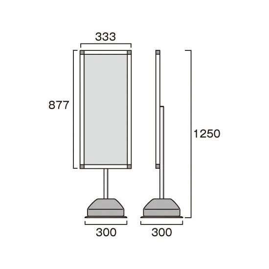 屋外ポールサインスタンド A3縦縦(A1ハーフ) ブラック 片面 (BOPSS-A3TTK)