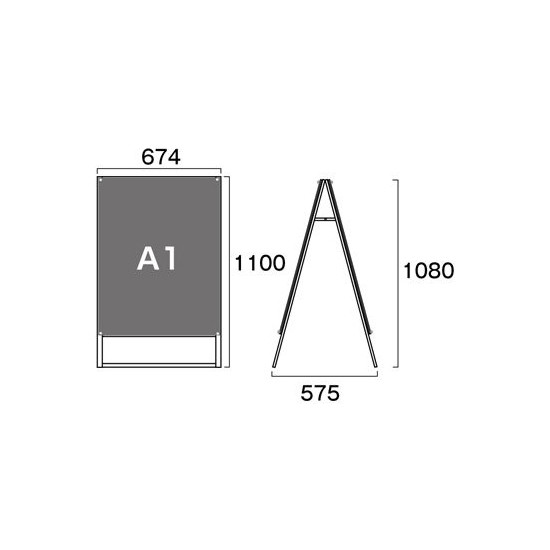 PSSK ポスター用スタンド看板 A1 ブラック/ブラック 両面 (BPSSK-A1RB)