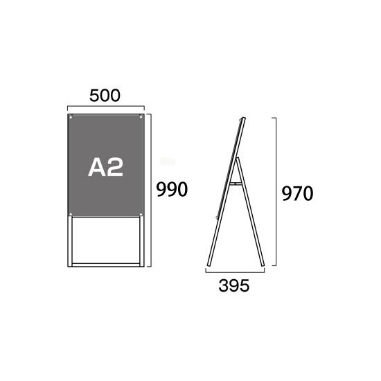 PSSK ポスター用スタンド看板 A2 ブラック/ブラック 片面 (BPSSK-A2KB)