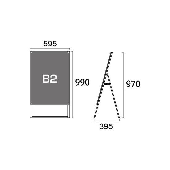 PSSK ポスター用スタンド看板 B2 ブラック/ブラック 片面 (BPSSK-B2KB)