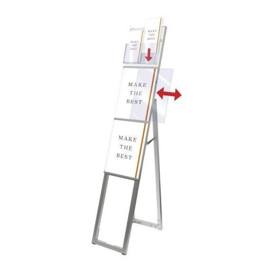 ■ヨコからアクリル板をスライドさせてポスターを重ねてセットします。