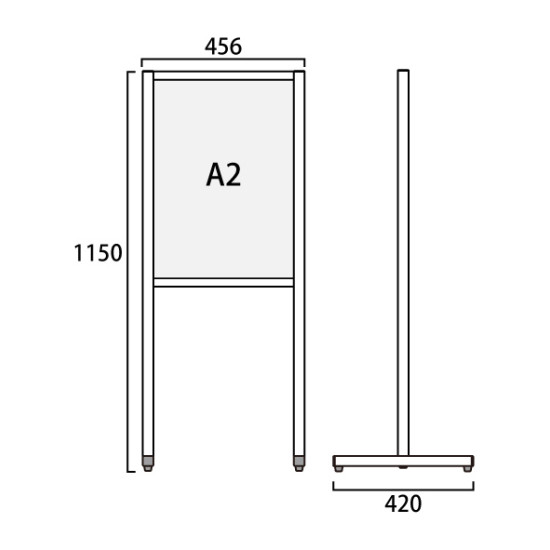 フラットオープンメッセージスタンド A2 シルバー (FOMS-A2K)