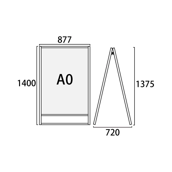 フラットオープンスタンド看板 A0 ブラック 両面 (BFOSK-A0R)
