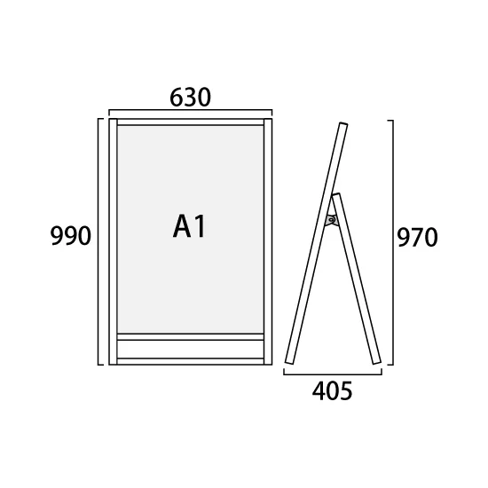 フラットオープンスタンド看板 A1（ロウ） シルバー 片面 (FOSK-A1LK)