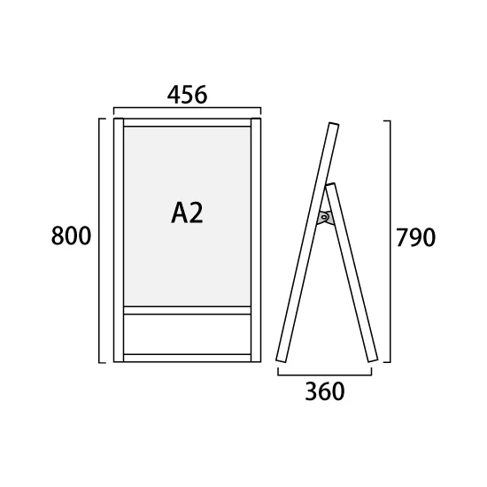 フラットオープンスタンド看板 A2 ブラック 片面 (BFOSK-A2K)