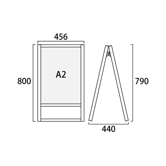 フラットオープンスタンド看板 A2 ブラック 両面 (BFOSK-A2R)