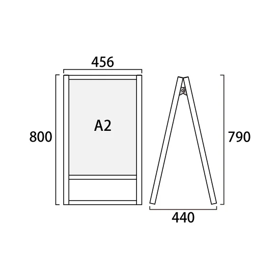 フラットオープンスタンド看板 A2 シルバー 両面 (FOSK-A2R)