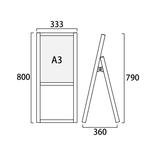 フラットオープンスタンド看板 A3 ブラック 片面 (BFOSK-A3K)