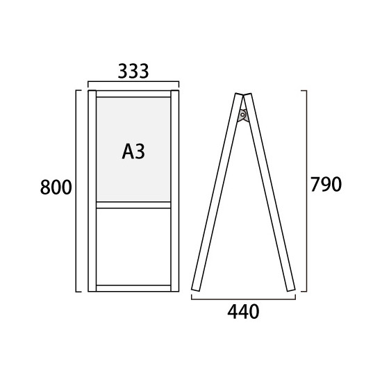 フラットオープンスタンド看板 A3 ブラック 両面 (BFOSK-A3R)