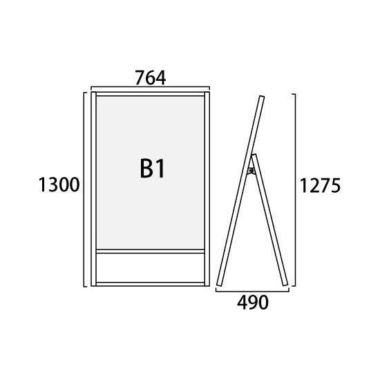 フラットオープンスタンド看板 B1 ブラック 片面 (BFOSK-B1K)