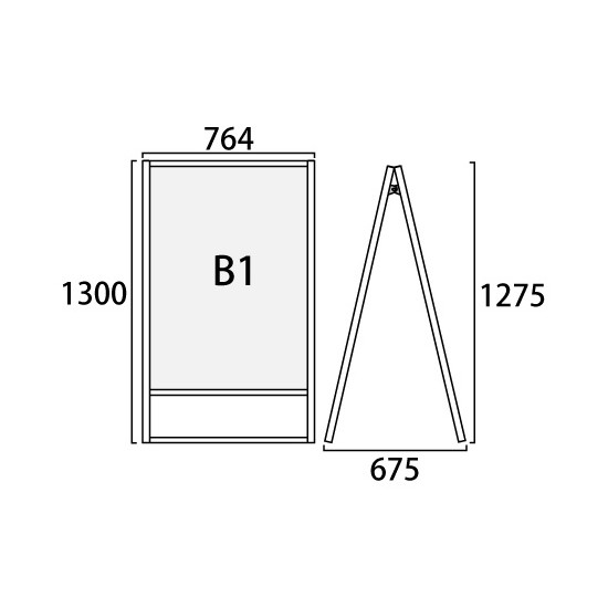 フラットオープンスタンド看板 B1 ブラック 両面 (BFOSK-B1R)