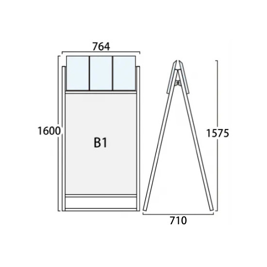 カタログケース付 フラットオープンスタンド看板 B1 シルバー 両面 (FOSKK-B1R-G)