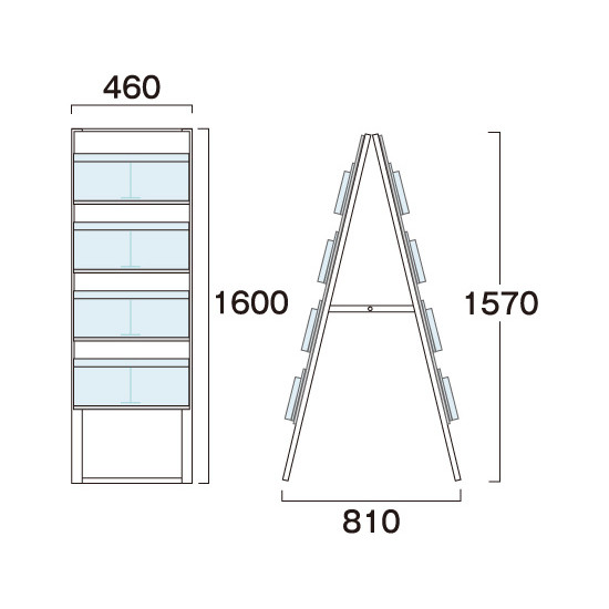 カタログスタンド看板 450幅4段両面 (KSK-450X8R)