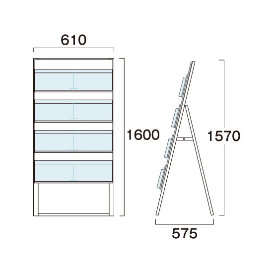 カタログスタンド看板 600幅4段片面 (KSK-600X4K)