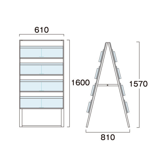 カタログスタンド看板 600幅4段両面 (KSK-600X8R)