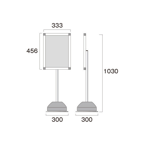 屋外ポールサインスタンド A3 シルバー 片面 (OPSS-A3K)