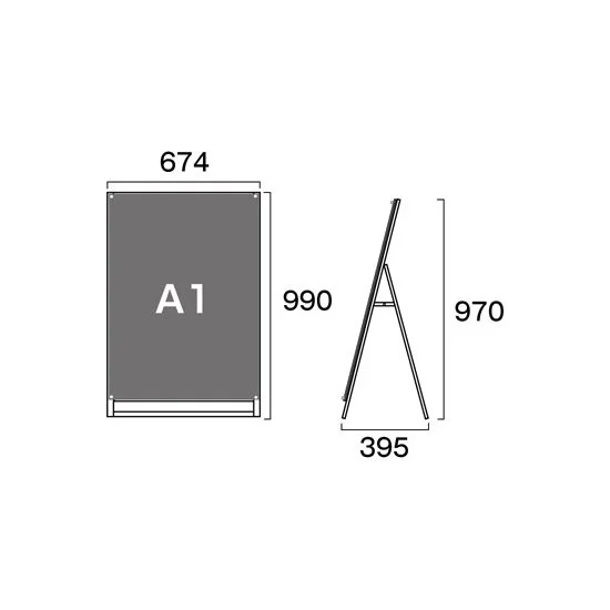 PSSK ポスター用スタンド看板 A1(ロータイプ) ホワイト/シルバー 片面 (PSSK-A1LKW)