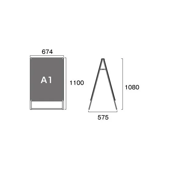 PSSK ポスター用スタンド看板 A1 ホワイト/シルバー 両面 (PSSK-A1RW)