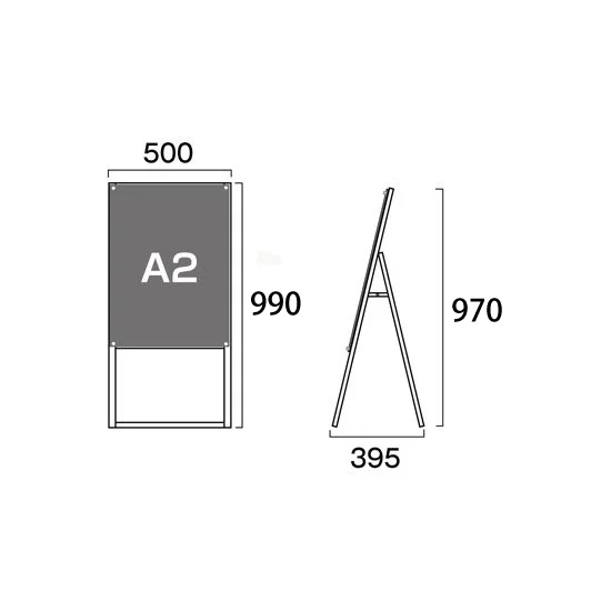 PSSK ポスター用スタンド看板 A2 ホワイト/シルバー 片面 (PSSK-A2KW)