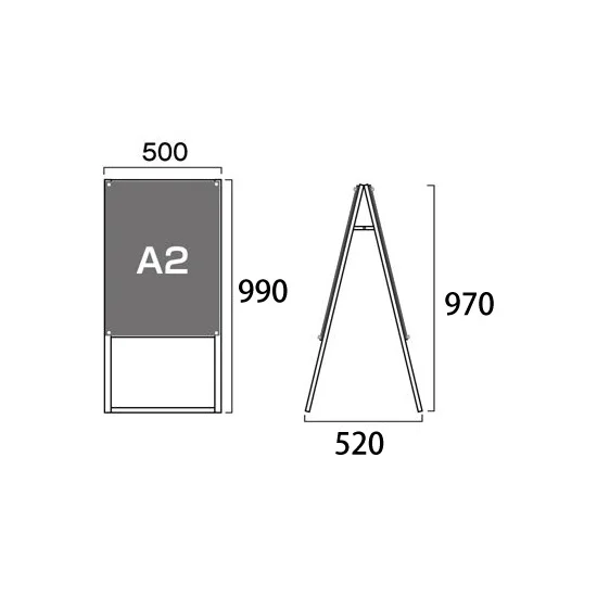 PSSK ポスター用スタンド看板 A2 ホワイト/シルバー 両面 (PSSK-A2RW)