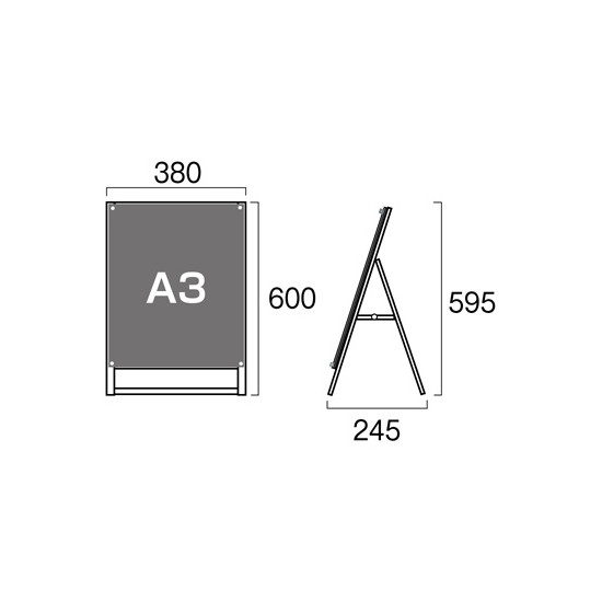 PSSK ポスター用スタンド看板 A3 ホワイト/シルバー 片面 (PSSK-A3TKW)