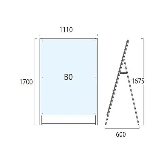 PSSK ポスター用スタンド看板 B0 ブラック/シルバー 片面 (PSSK-B0KB)