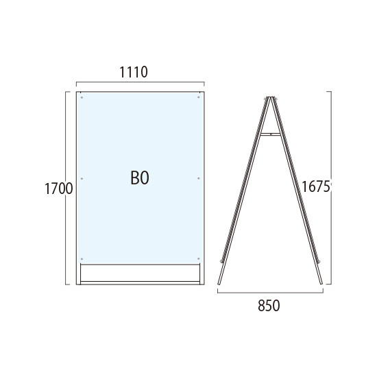 PSSK ポスター用スタンド看板 B0 ホワイト/シルバー 両面 (PSSK-B0RW)