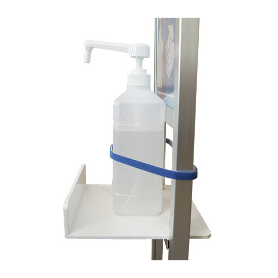 ■重みのあるボトルをご使用の際にはテーブル奥側に固定していただくことを推奨いたします。※消毒液・青色テープは付属しておりません。