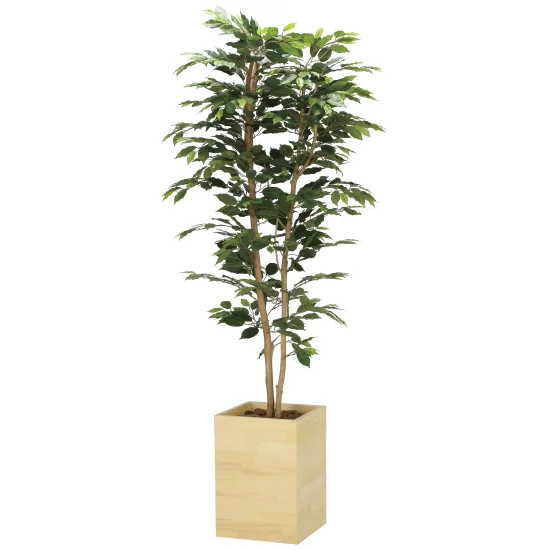 光触媒 人工観葉植物 造花 ウッドボックスベンジャミン1.8 (高さ180cm 光触媒 人工観葉植物 造花 ウッドボックスベンジャミン1.8 (高さ180cm