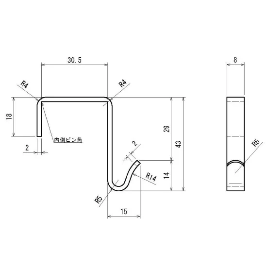 パーティションフック 仕様:片面用 (9-JH)