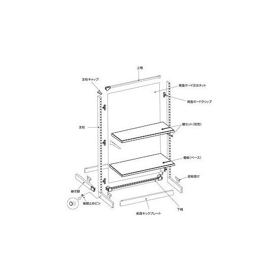 スチール什器W900H1800 ボード片面C白 (54989-5W)