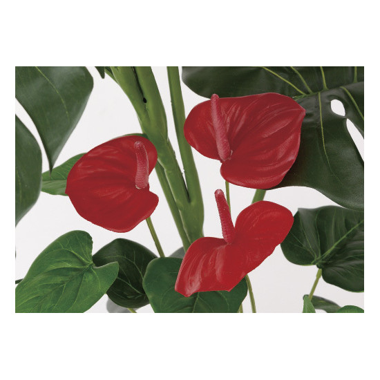 光触媒 人工観葉植物 造花 モンステラ&アンスリューム 95 (高さ95cm) (203H140)