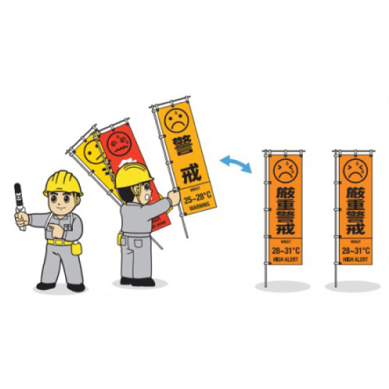 WBGT値に応じて桃太郎旗を変更！