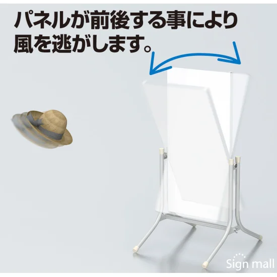 ■軸構造で強風が吹くとパネルが前後して風を逃します。