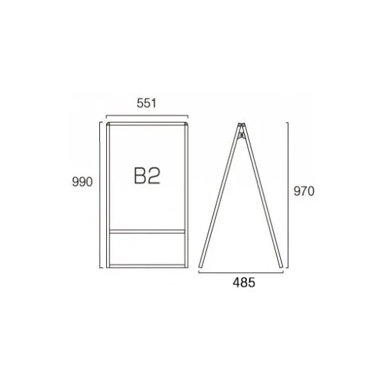 ■B2サイズ・両面の寸法図