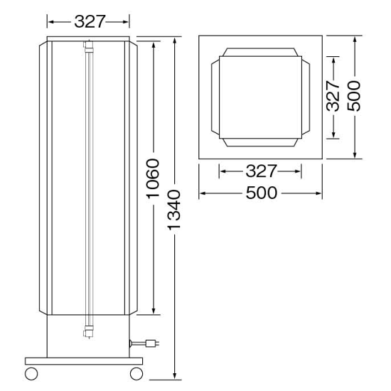 ■寸法図:4面LED式スリム電飾スタンド