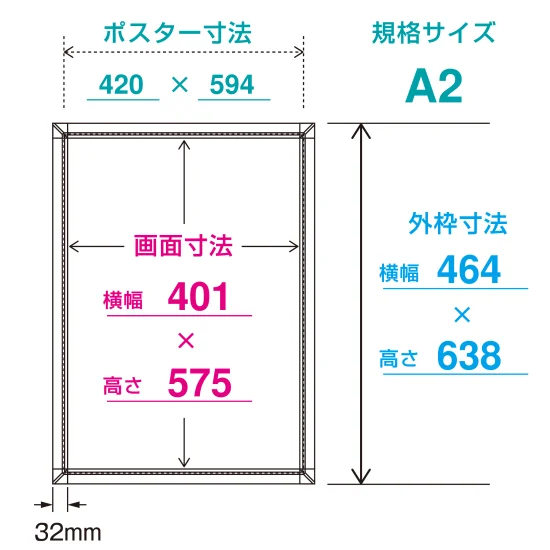 ■寸法図：A2サイズ