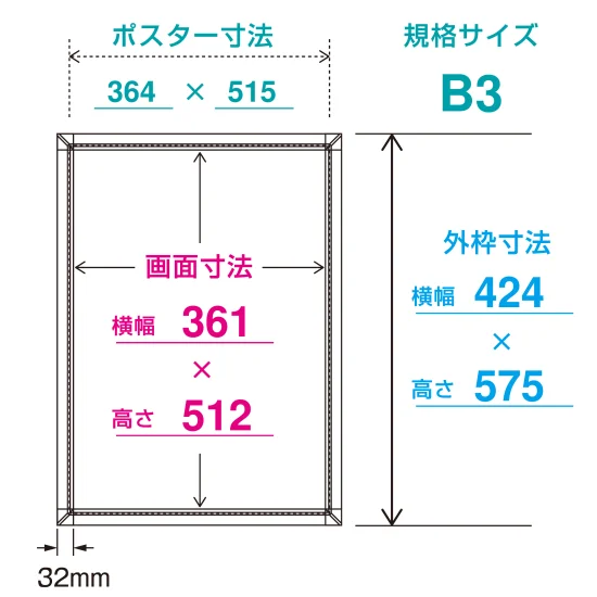 ■寸法図：B3サイズ